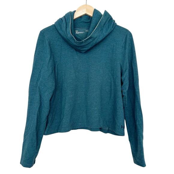 Under Armour Green Cowl Neck Cropped Hoodie Sz L - Picture 1 of 5